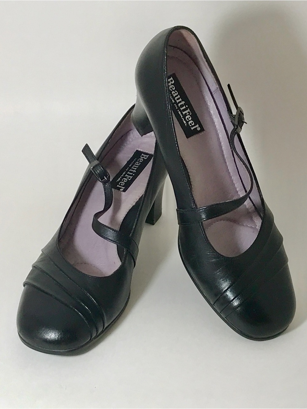 BeautiFeel Black Mary Jane Pump Heels with Ankle Strap
